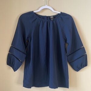 BOBEAU Navy blue bubble sleeve blouse